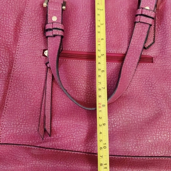 Maurice's Large Maroon Pebbled Faux Leather Work Bag Tote, Expandable Purse - Picture 9 of 11